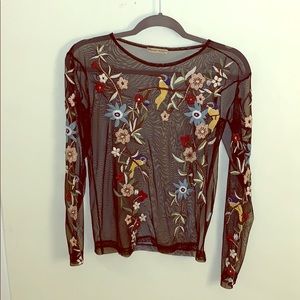 Black sheer embroidered top